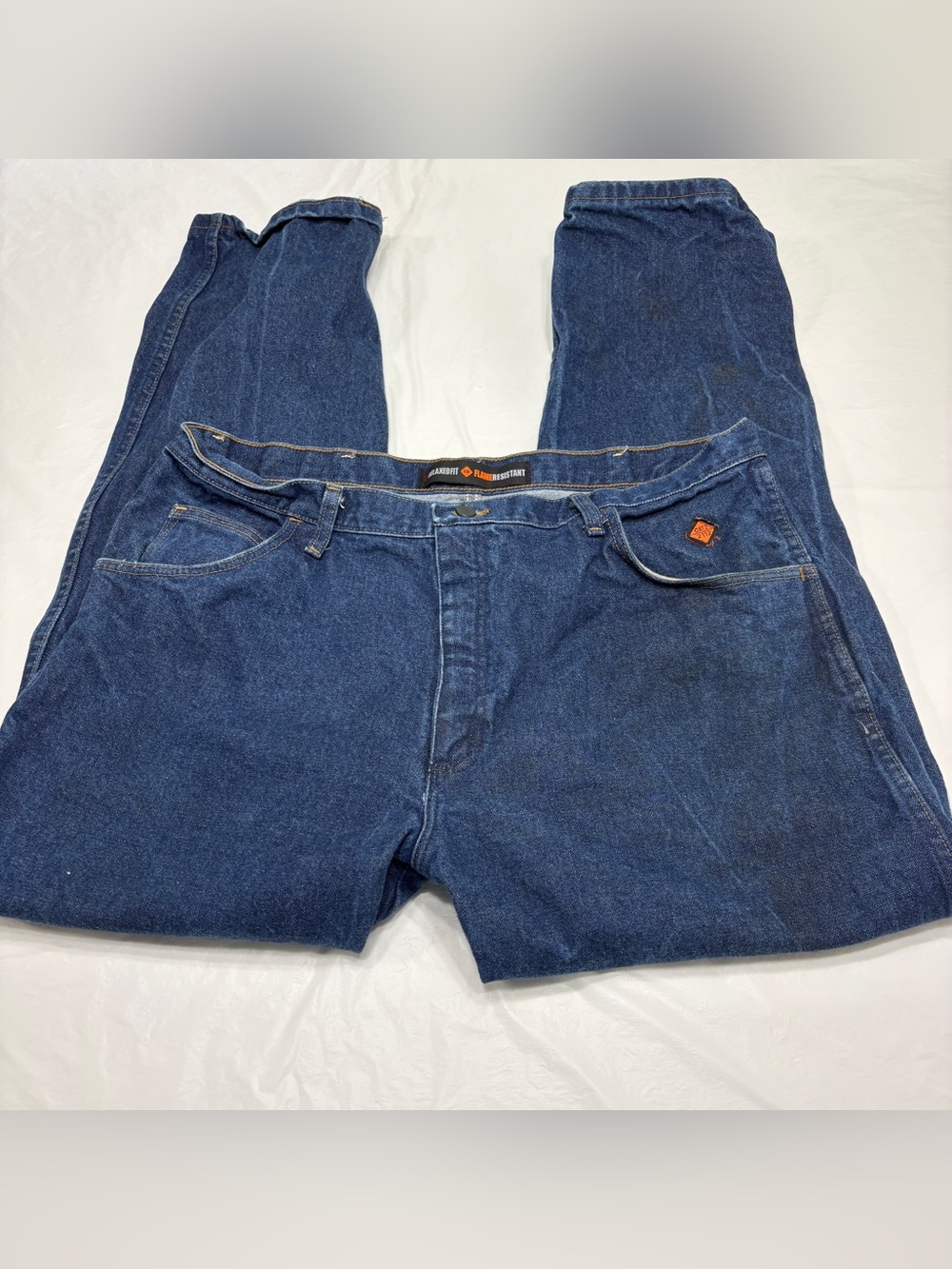 Wrangler FR Relaxed Fit Blue Denim Jeans Mens 40x32 HRC2 2112